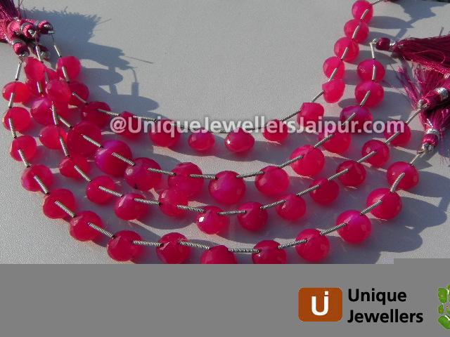 Raspberry Pink Chalsydony Faceted Onion Beads